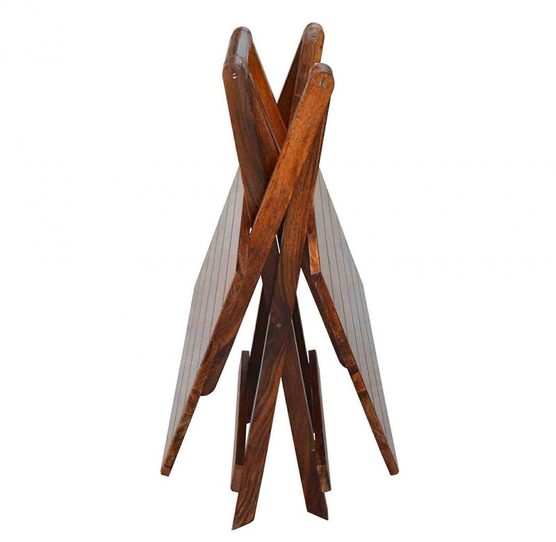 Silver Crafts طاولة قابلة للطي من الخشب الصلب باللون البني الطبيعي لتزيين الشرفة والحديقة الخارجية - Image 3