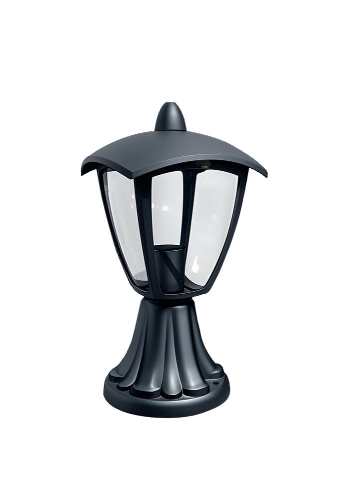 YD Almiftah Outdoor Garden Post Light | Lantern Style | E27 Base | Glass Panel (BLACK) - Image 1