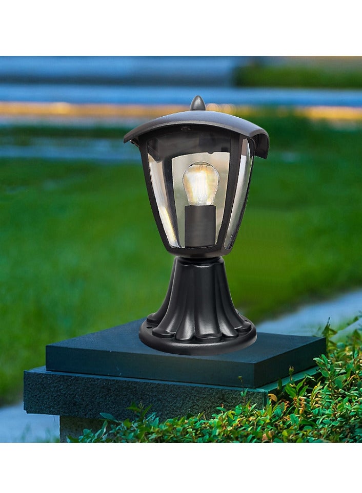 YD Almiftah Outdoor Garden Post Light | Lantern Style | E27 Base | Glass Panel (BLACK) - Image 2