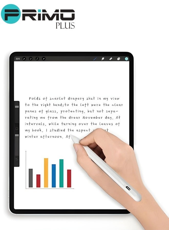 بريمو بلس قلم شاشة لجهاز iPad مع وظيفة رفض راحة اليد، قلم نشط متوافق (2018-2022) Apple iPad Pro 11/12.9 بوصة، iPad 10/9/8/7/6th، iPad Air 5/4/3 الجيل، iPad Mini 6/ الجيل الخامس - Image 3