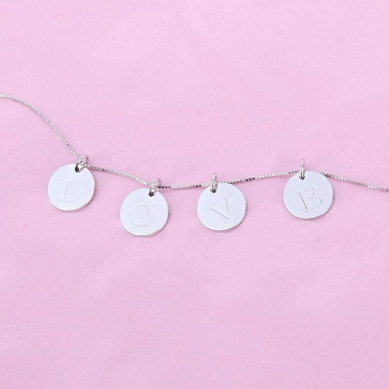 GLSY 925 Sterling Silver Mini Initial Disc Round Charm Pendant for Women Jewelry - Image 1