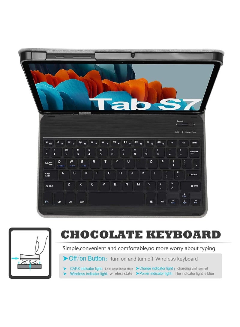 "Detachable Wireless Keyboard Case for Samsung Galaxy Tab S7: QWERTY Layout for Effortless Typing" - Image 4
