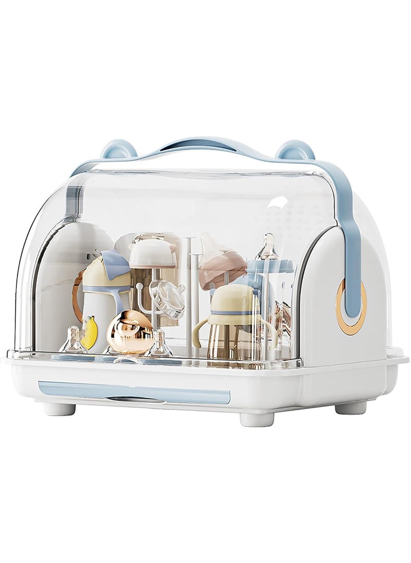 MIXDE Baby Bottle Drying Rack and Storage Holder - Large Nursing Bottle Organizer With Cover - Portable Kitchen Cabinet Organizer for Baby Bottles and Accessories  - Image 1