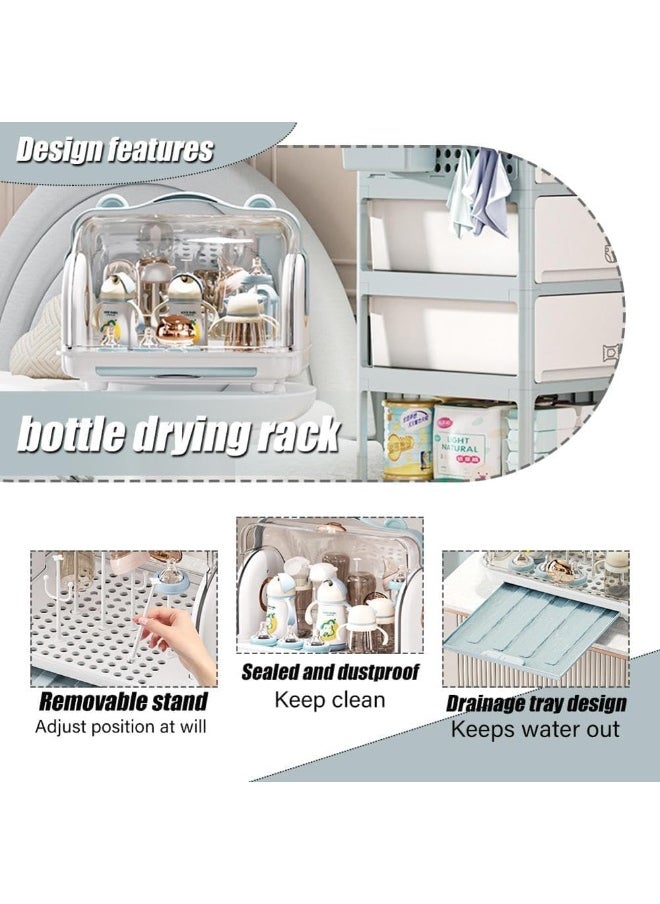 MIXDE Baby Bottle Drying Rack and Storage Holder - Large Nursing Bottle Organizer With Cover - Portable Kitchen Cabinet Organizer for Baby Bottles and Accessories  - Image 4