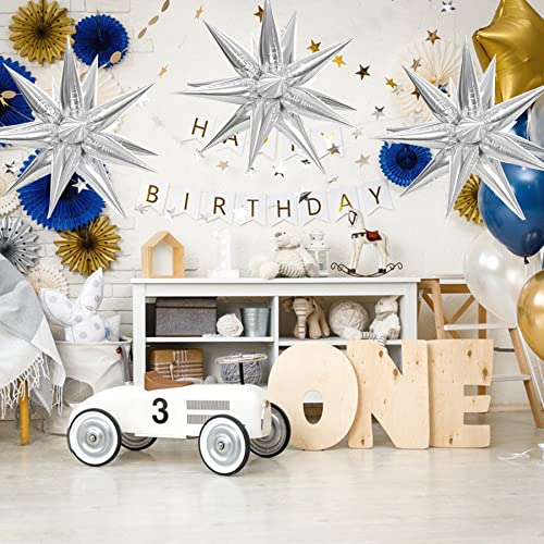 ZAKVOOR 60 Pcs Star Balloons 12 Spike Foil Explosion Party Decoration Balloons for Christmas New Year Eve Birthday (Silver) - Image 4