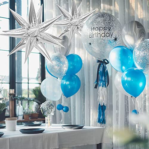 ZAKVOOR 60 Pcs Star Balloons 12 Spike Foil Explosion Party Decoration Balloons for Christmas New Year Eve Birthday (Silver) - Image 5