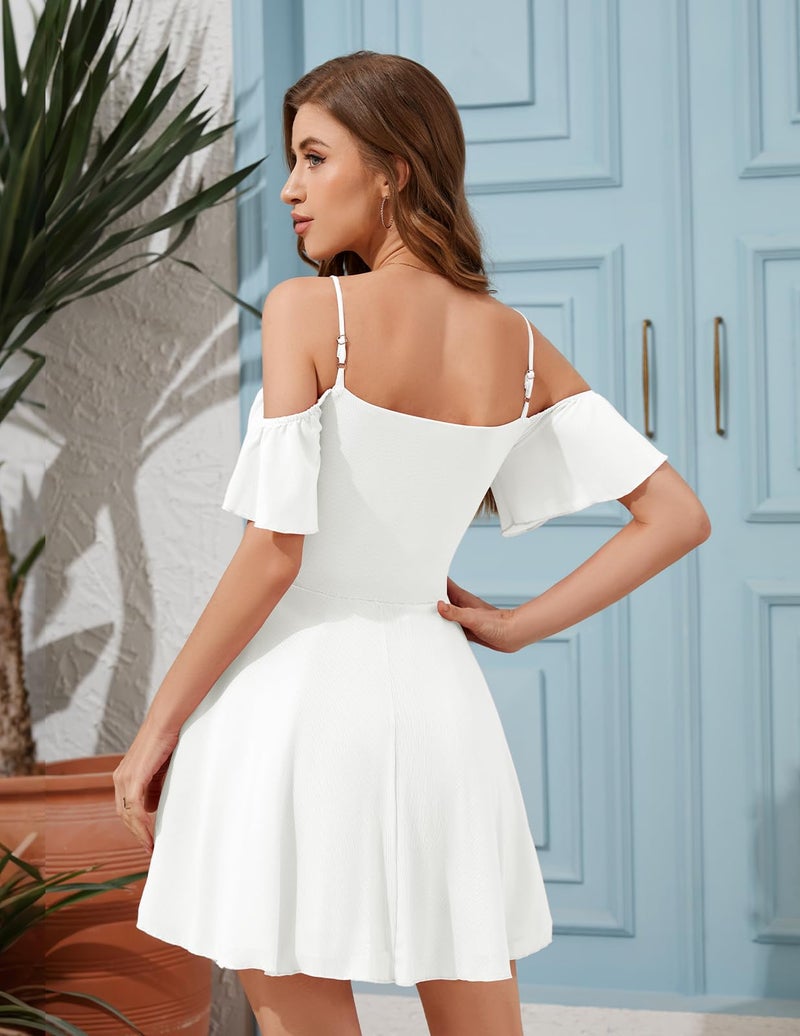 Meetjen Women's Homecoming Dress 2026 Short Prom Dresses Teens Party Summer Spaghetti Straps Bridesmaid White M - Image 2