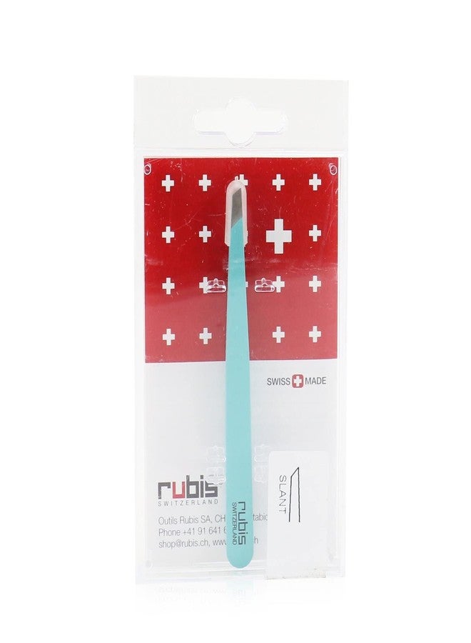 Rubis Tweezer Slanted Tip Stainless Steel Satin Blue - Image 1