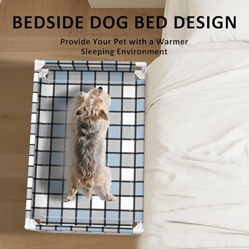 Caghash Bedside Window Pet Cat Bed Dog Bed with Guardrail Extension Attached to Human Bed Height Elevated Dogs Cats Window Perch Bedside Dog Cot Sleeper Hammock Furniture Pet Beds 34 x 20 x 24 - Image 3