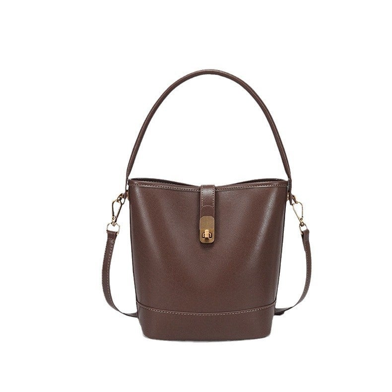 Genuine Leather Women'S Bag Large Capacity Fashionable All-Match Bucket Bag Casual High-End Texture Shoulder Crossbody Bag - Image 5