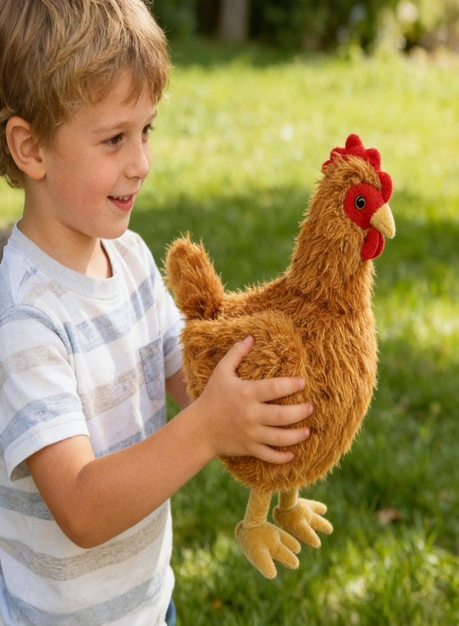 JUSTQUNSEEN Realistic Chicken Stuffed Animal for Kids and Adults Women Soft Cute Chick Farm Animal Plush Toy Decor/Cuddle Toy for Christmas/Easter/Birthday Gifts (Brown Hen) - Image 2