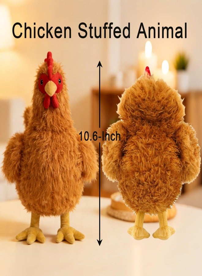 JUSTQUNSEEN Realistic Chicken Stuffed Animal for Kids and Adults Women Soft Cute Chick Farm Animal Plush Toy Decor/Cuddle Toy for Christmas/Easter/Birthday Gifts (Brown Hen) - Image 3