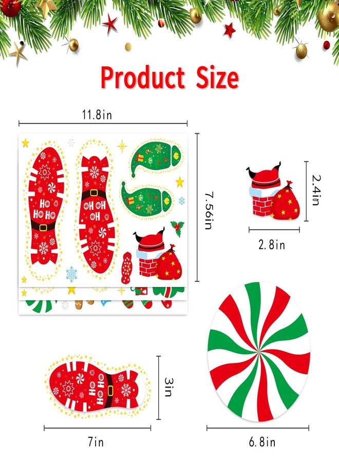 Omlisca Christmas Peppermint Floor Decals Footprints Stickers 132 Pieces Floor Wall Decal for Christmas Candy Land Party Decorations Xmas Candy Stickers for Classroom Living Room Home Office Decor - Image 3