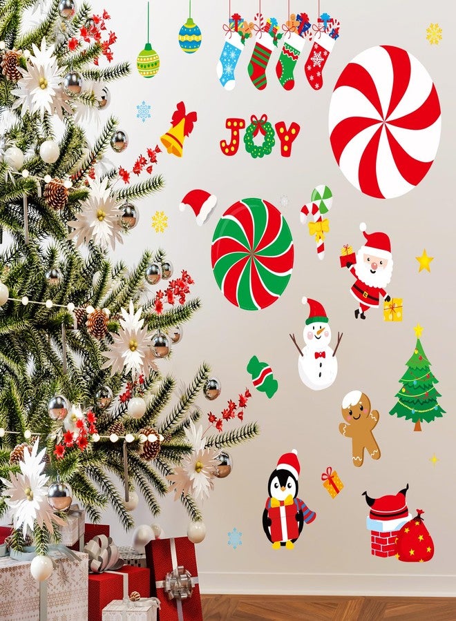 Omlisca Christmas Peppermint Floor Decals Footprints Stickers 132 Pieces Floor Wall Decal for Christmas Candy Land Party Decorations Xmas Candy Stickers for Classroom Living Room Home Office Decor - Image 2