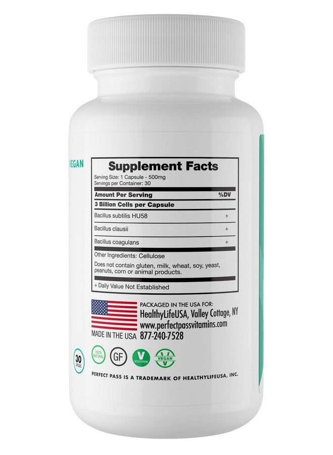 PERFECT PASS Probiotic, Natural Bacillus Spore Human Strains with 100% Survival Rate Through Stomach Acid and Bile for Gut and Digestive Wellness, Vegetarian, 30 Capsules - Image 2
