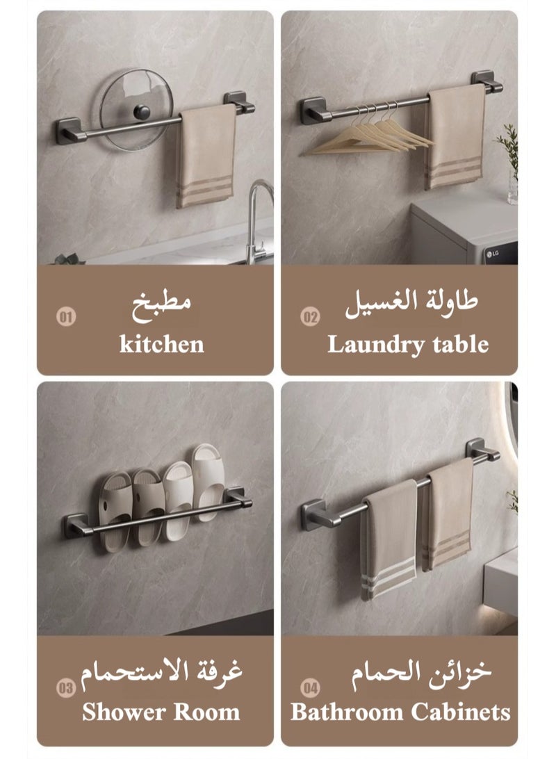 قضيب مناشف مثبت على الحائط بطول 70 سم، رف مناشف، رف نعال حمام، قضيب نعال حمام لاصق، رف أحذية نعال، رف نعال مثبت على الحائط، ملحقات حمام - Image 4