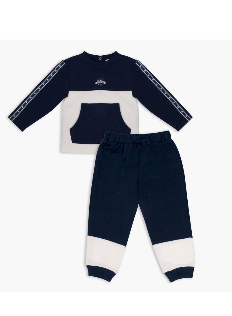 Moon بدلة جوجسيت للأطفال من قطن 100% - أزرق داكن 18-24 شهر - Image 1