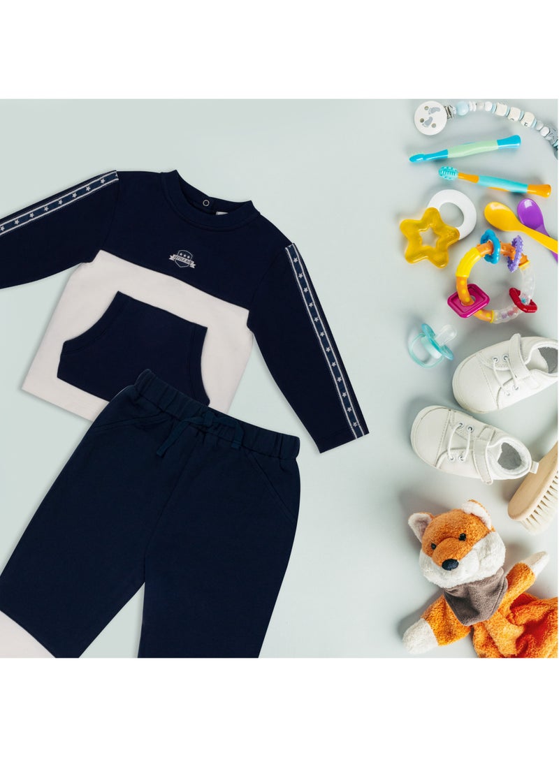 Moon بدلة جوجسيت للأطفال من قطن 100% - أزرق داكن 18-24 شهر - Image 5