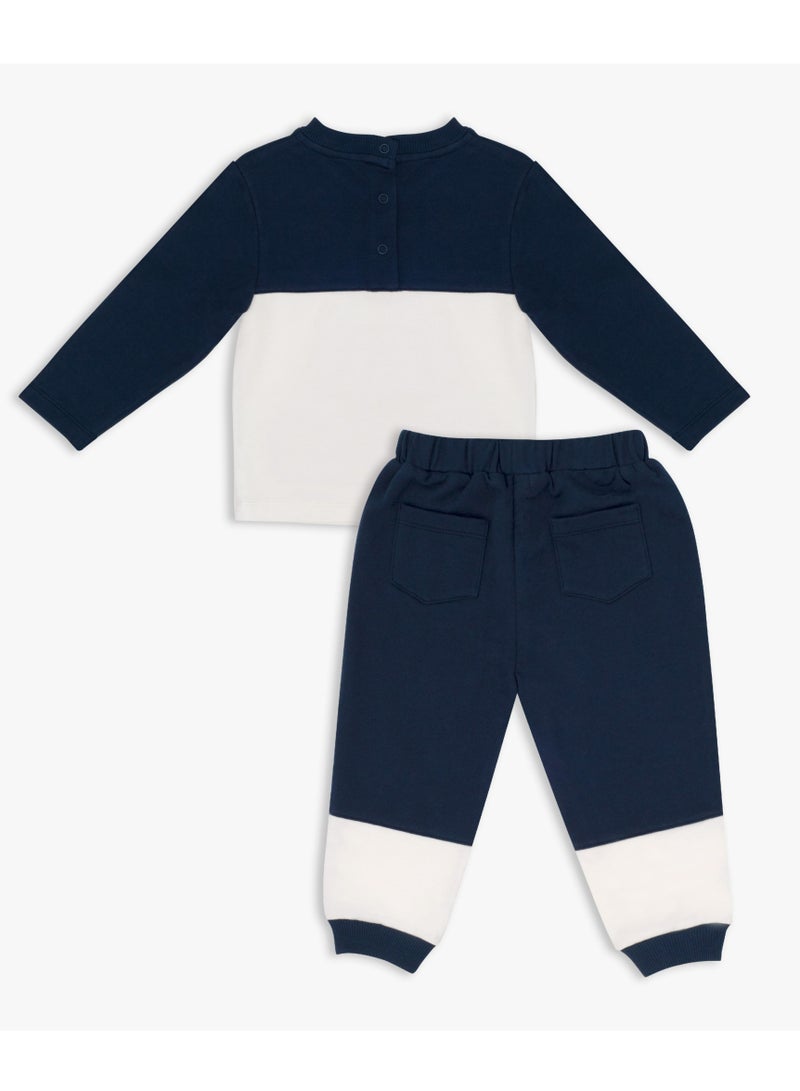 Moon بدلة جوجسيت للأطفال من قطن 100% - أزرق داكن 18-24 شهر - Image 2