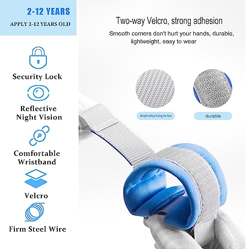 WSZCML Anti-Lost Wrist Link, Blue Reflective Anti-Lost Wrist Chain with Child Lock 6.56 feet. - Image 4