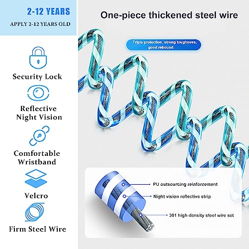 WSZCML Anti-Lost Wrist Link, Blue Reflective Anti-Lost Wrist Chain with Child Lock 6.56 feet. - Image 5