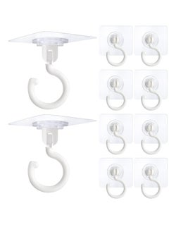 Oasisgalore 10 Pieces Adhesive Ceiling Hooks, Sticky Hooks，Outdoor Clear Adhesive Hooks (White)  - Image 1