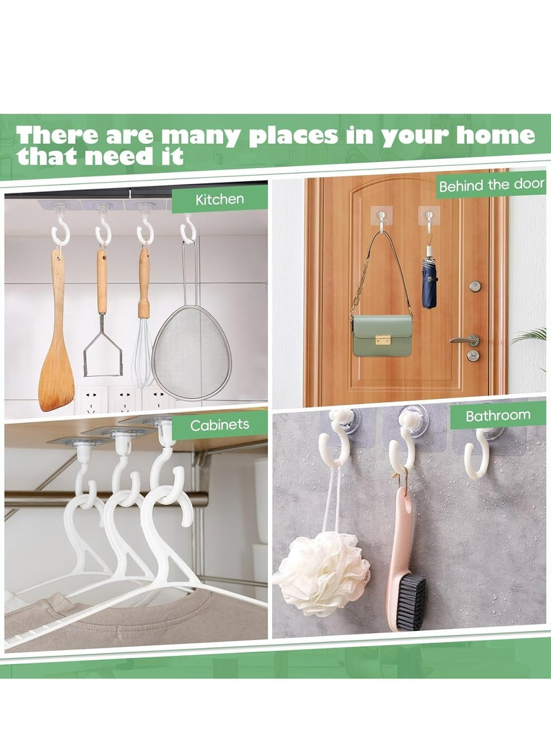 Oasisgalore - 10 Pieces Adhesive Ceiling Hooks, Sticky Hooks，Outdoor Clear Adhesive Hooks (White) - Image 1