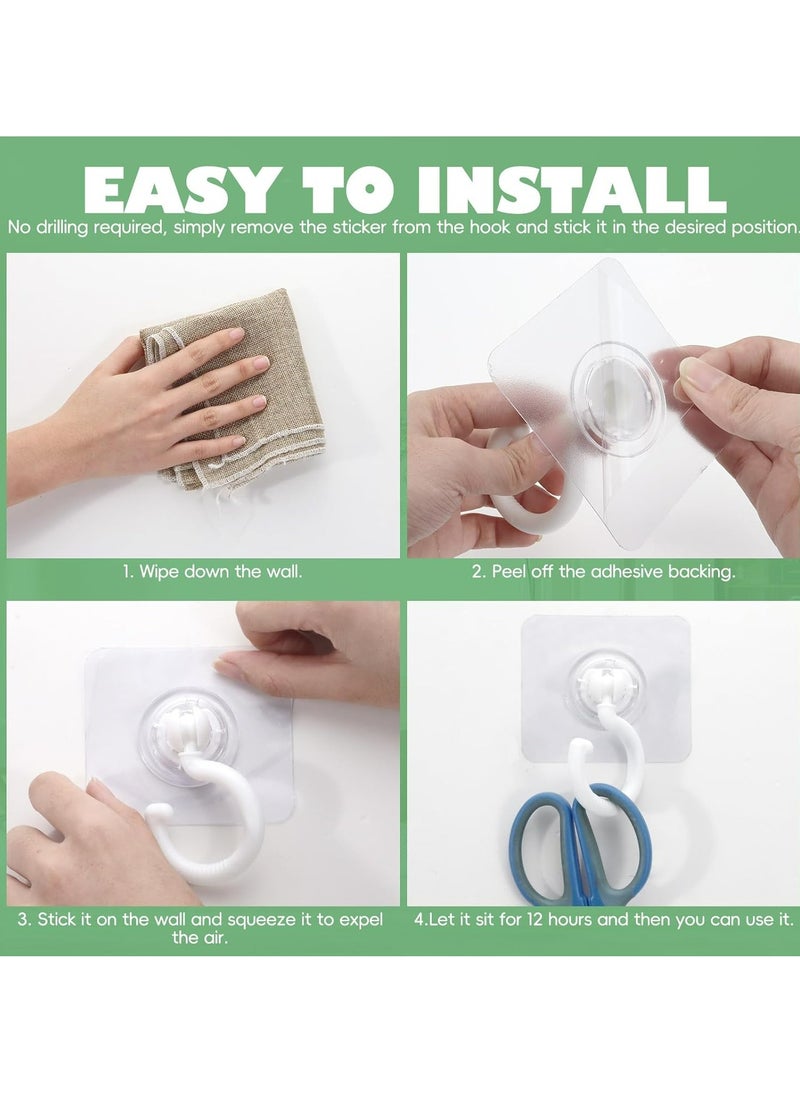 Oasisgalore - 10 Pieces Adhesive Ceiling Hooks, Sticky Hooks，Outdoor Clear Adhesive Hooks (White) - Image 1
