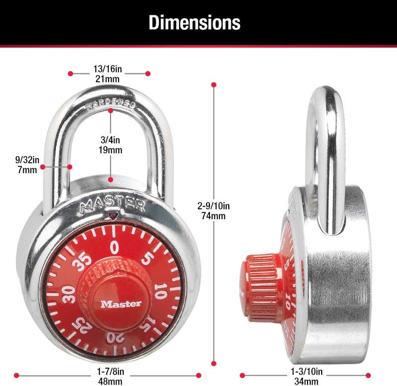 MasterLock 1504D Locker Lock Combination Padlock, 1 Pack, Red - Image 5