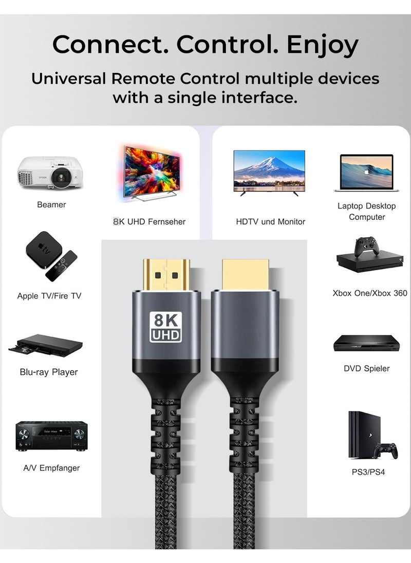 glassology - HDMI Cable 8K 5meter HDMI 2.0 18Gbps High-Speed 8K 60Hz HDMI to HDMI Video Wire Ultra HD 3D 8K HDMI Cord Braided Compatible with MacBook Pro UHD TV Nintendo Switch Xbox Playstation PS5/4 PC Laptop - Image 1