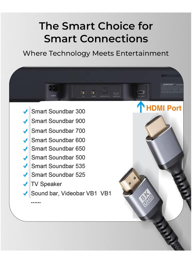 glassology - HDMI Cable 8K 5meter HDMI 2.0 18Gbps High-Speed 8K 60Hz HDMI to HDMI Video Wire Ultra HD 3D 8K HDMI Cord Braided Compatible with MacBook Pro UHD TV Nintendo Switch Xbox Playstation PS5/4 PC Laptop - Image 1