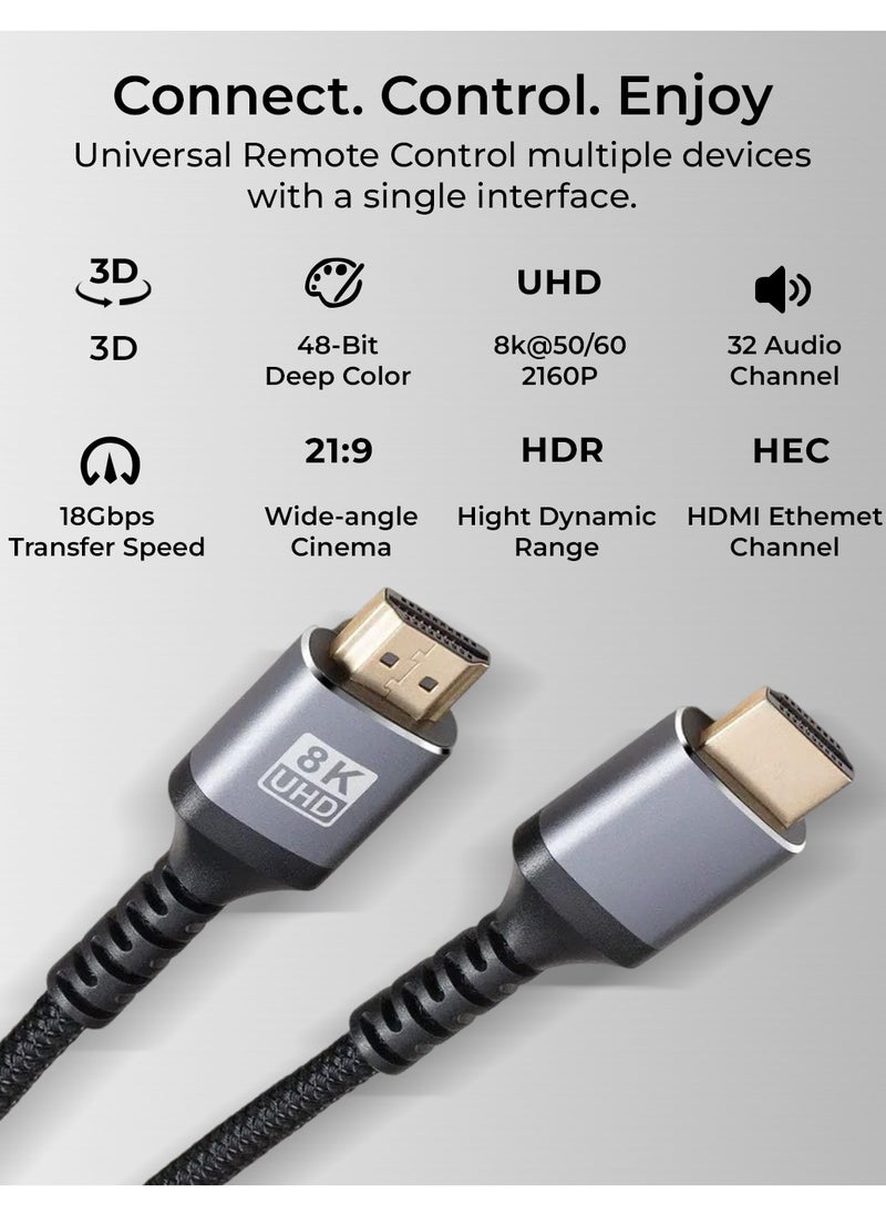 glassology - HDMI Cable 8K 5meter HDMI 2.0 18Gbps High-Speed 8K 60Hz HDMI to HDMI Video Wire Ultra HD 3D 8K HDMI Cord Braided Compatible with MacBook Pro UHD TV Nintendo Switch Xbox Playstation PS5/4 PC Laptop - Image 1