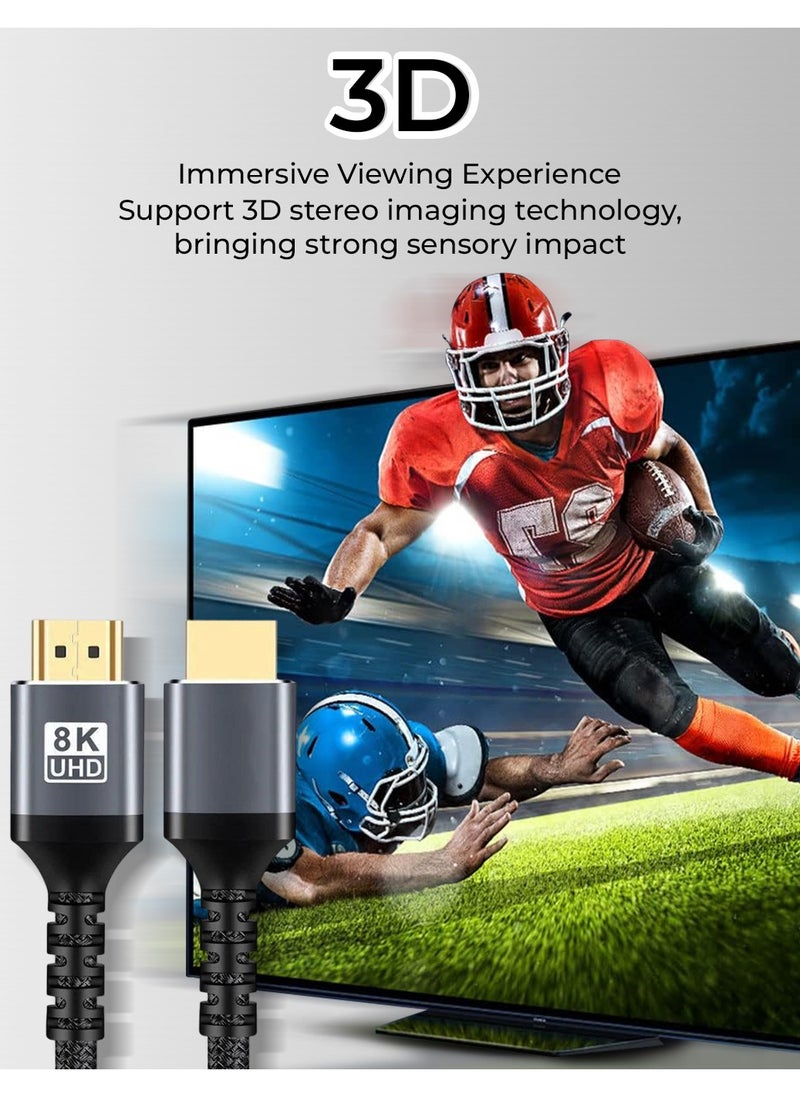 glassology - HDMI Cable 8K 5meter HDMI 2.0 18Gbps High-Speed 8K 60Hz HDMI to HDMI Video Wire Ultra HD 3D 8K HDMI Cord Braided Compatible with MacBook Pro UHD TV Nintendo Switch Xbox Playstation PS5/4 PC Laptop - Image 1