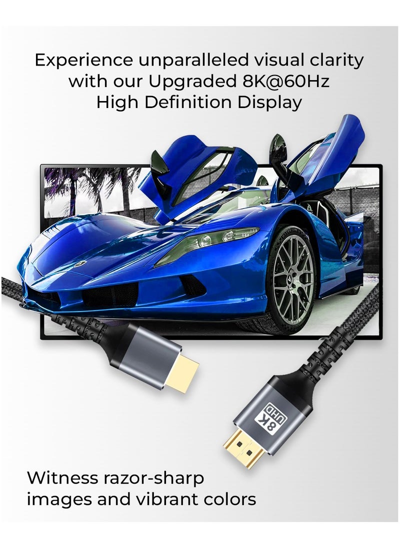 glassology - HDMI Cable 8K 5meter HDMI 2.0 18Gbps High-Speed 8K 60Hz HDMI to HDMI Video Wire Ultra HD 3D 8K HDMI Cord Braided Compatible with MacBook Pro UHD TV Nintendo Switch Xbox Playstation PS5/4 PC Laptop - Image 1