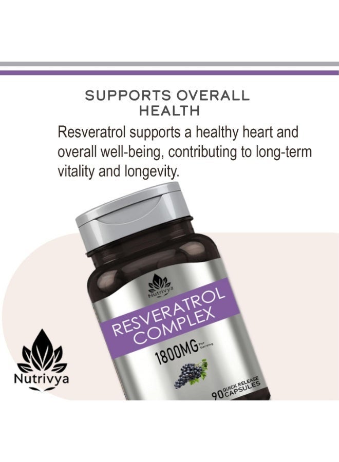 Nutrivya Resveratrol Complex 1800 mg | 90 Quick Release Capsules | Ultra Potent | Non-GMO, Gluten Free Dietary Supplement - Image 5