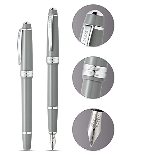Cross Bailey Light Refillable Fountain Presented in a Everyday Gift Box - Medium Point, Black Ink, Polished Gray - Image 2
