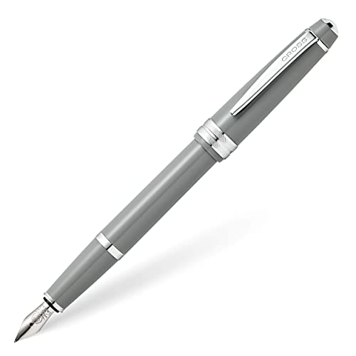 Cross Bailey Light Refillable Fountain Presented in a Everyday Gift Box - Medium Point, Black Ink, Polished Gray - Image 1