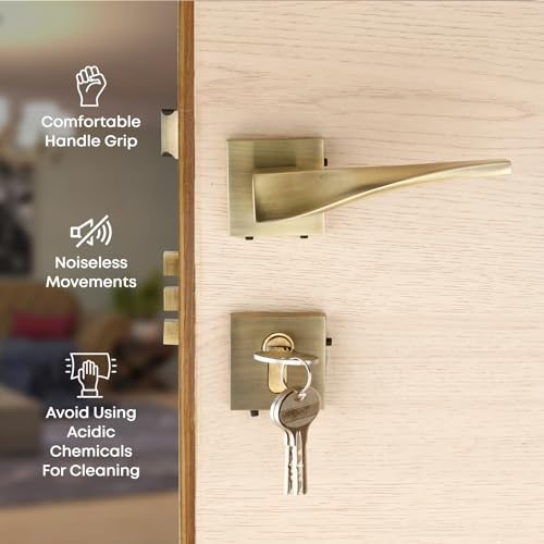 LAPO Heavy Duty Door Locks for Main Door, Door Locks for Bedroom, Mortise Lock for Door, Door Lock Handlesets with 3 Brass Key for Home,Office,Hotel | Antique Finish | 3 Years Warranty Ro-183 - Image 3