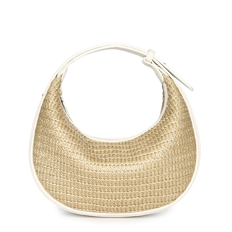 Herald Straw Crossbody Bag for Women Beach Woven Hobo Handbag Summer Chic Crescent Shoulder Purses with Adjustable Strap (Beige) - Image 1
