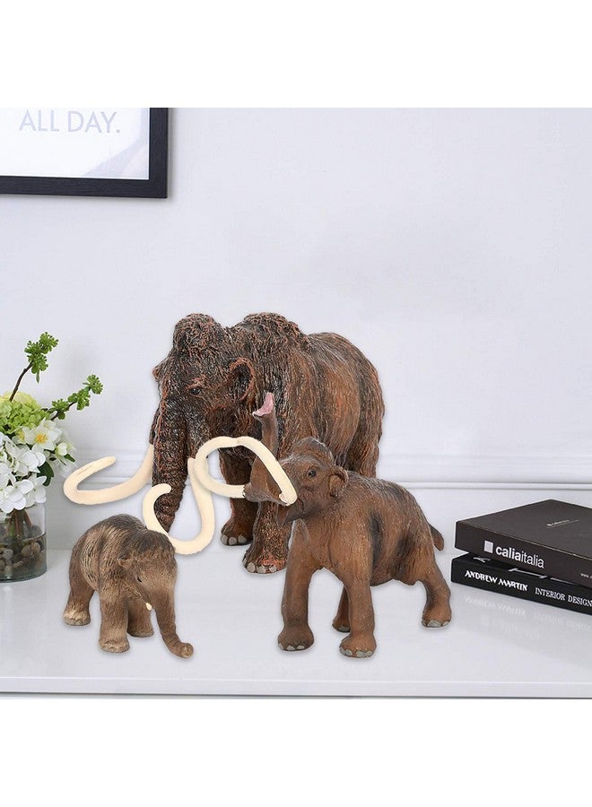 Vankcp 3PCS Figurines Mammoth Family Toys,Realistic Ancient Elephant Figurines Model, Cake Toppers Playset Eduactional Toys Party Playset Toys Ideal Gift - Image 3