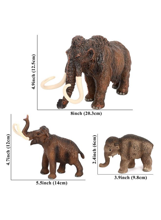 Vankcp 3PCS Figurines Mammoth Family Toys,Realistic Ancient Elephant Figurines Model, Cake Toppers Playset Eduactional Toys Party Playset Toys Ideal Gift - Image 2