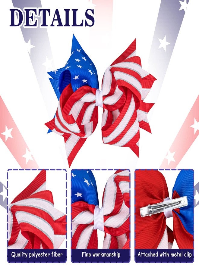 Whaline Jumbo 4th of July Bow Hair Clips 5.9inch American Flag Barrette Hair Bow Patriotic Stars and Stripes Hairgrips Baby Girls Women Hair Accessories for Independence Day Memorial Day, 2Pcs - Image 4