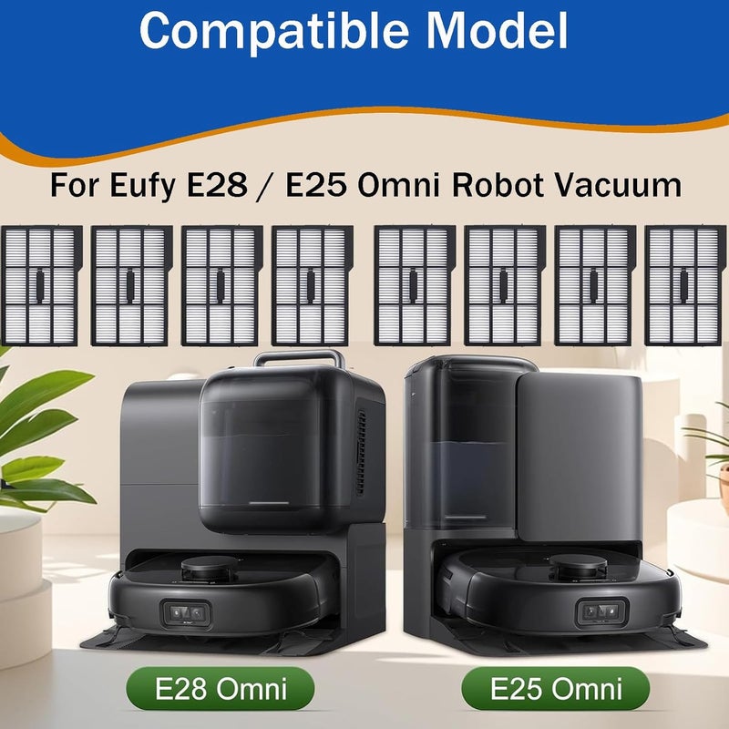 اوداشين 8 قطع فلاتر HEPA بديلة لمكنسة Eufy E25 Omni / E28 Omni الروبوتية، فلتر عمودي، وفلاتر العلبة والمكانس، طقم ملحقات الف��اتر - Image 2