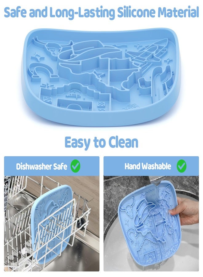 Puzzle Feeder Snuffle Mat and Lick Mat for Dogs,Texas Textured Slow Feeder, 0.75 Inch Thin Silicone Mat Holds 3 Cups, Dishwasher and Microwave Safe, Blue - Image 5