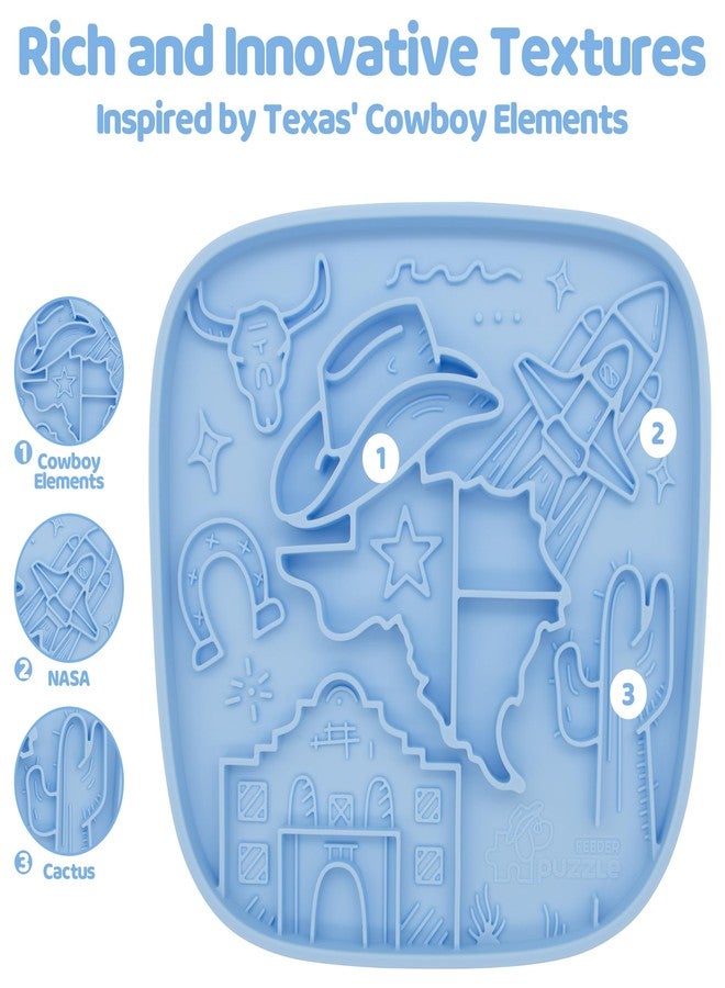 Puzzle Feeder Snuffle Mat and Lick Mat for Dogs,Texas Textured Slow Feeder, 0.75 Inch Thin Silicone Mat Holds 3 Cups, Dishwasher and Microwave Safe, Blue - Image 2