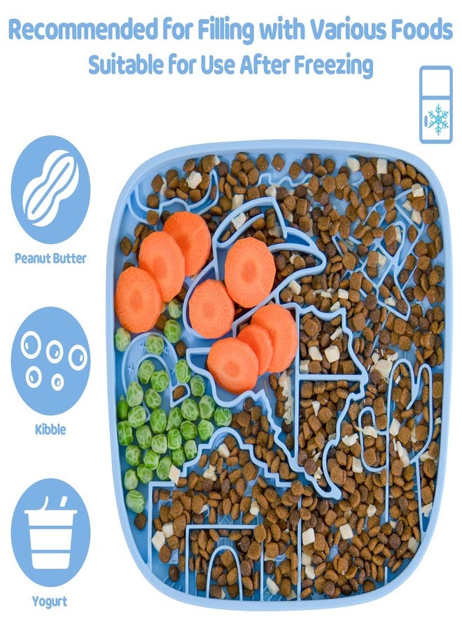 Puzzle Feeder Snuffle Mat and Lick Mat for Dogs,Texas Textured Slow Feeder, 0.75 Inch Thin Silicone Mat Holds 3 Cups, Dishwasher and Microwave Safe, Blue - Image 3