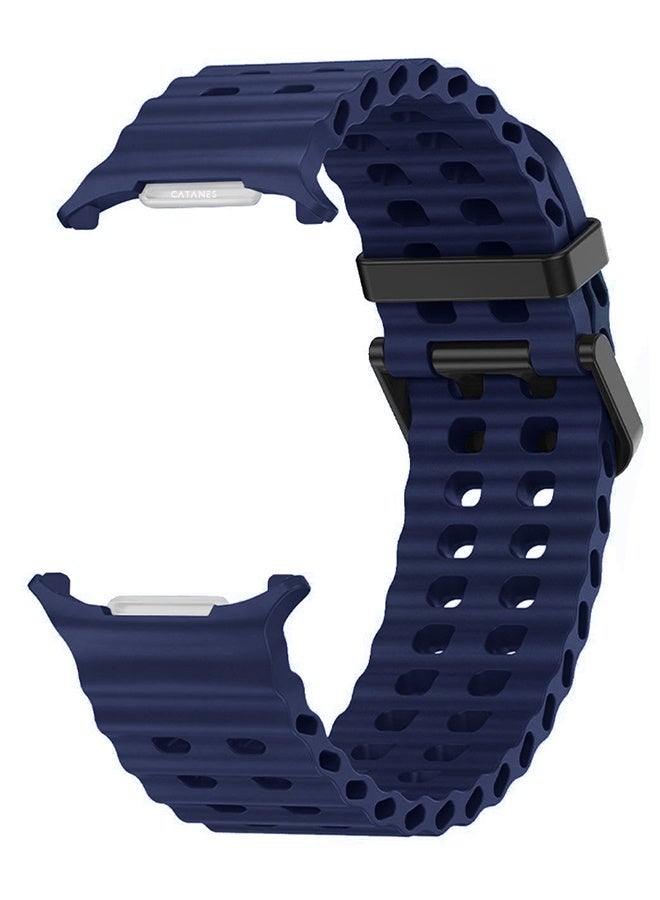 CATANES Strap Silicone Replacement for Samsung Galaxy Watch 8 Ultra Band 47mm, Rugged Soft Ocean Silicone Sport Accessory Fit for Samsung Galaxy Watch Ultra Band Dual Row Hole - Blue - Image 3