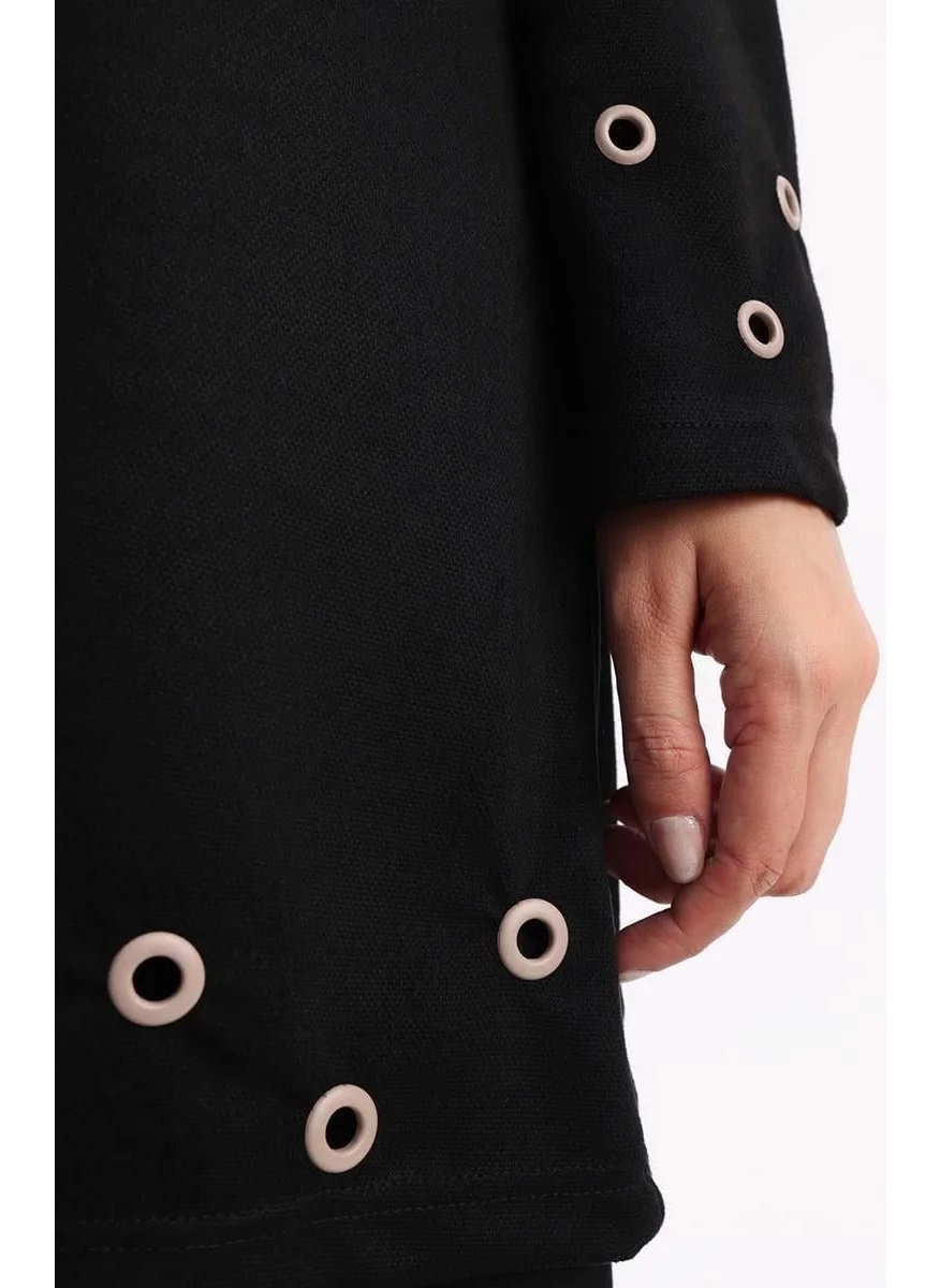 Allday Black-Eyelet Trouser Suit