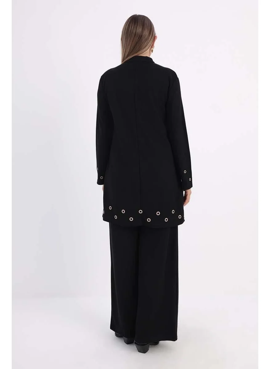 Allday Black-Eyelet Trouser Suit