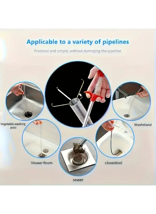 23.62 بوصة ثعبان تصريف يدوي متين 4 آلية مخلب قضيب مرن لحوض المرحاض - Image 5